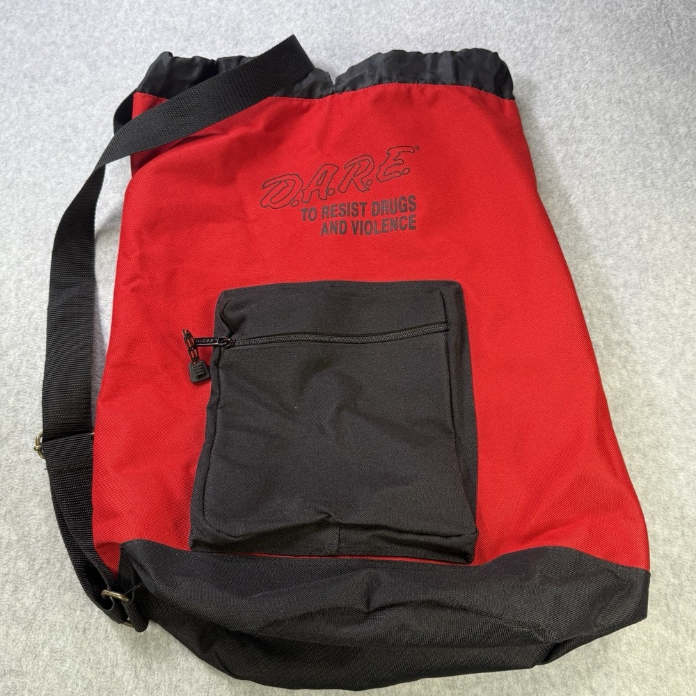 Vintage D.A.R.E Black Silver‎ Drawstring Bag Dare 90s Drug & Alcohol Resistance